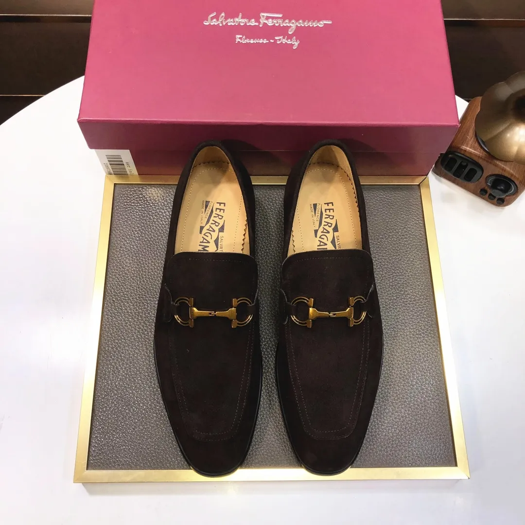 Men's shoes 💰500💰 [Ferragamo/Ferragamo] The latest model in the counter. Original imported high-quality cowhide with open sides + imported 🐂 water-dyed cowhide lining + original luxury metal buckle + original combination outsole. Comparison without pressure 38--45 (45 is custom-made and cannot be returned or exchanged)